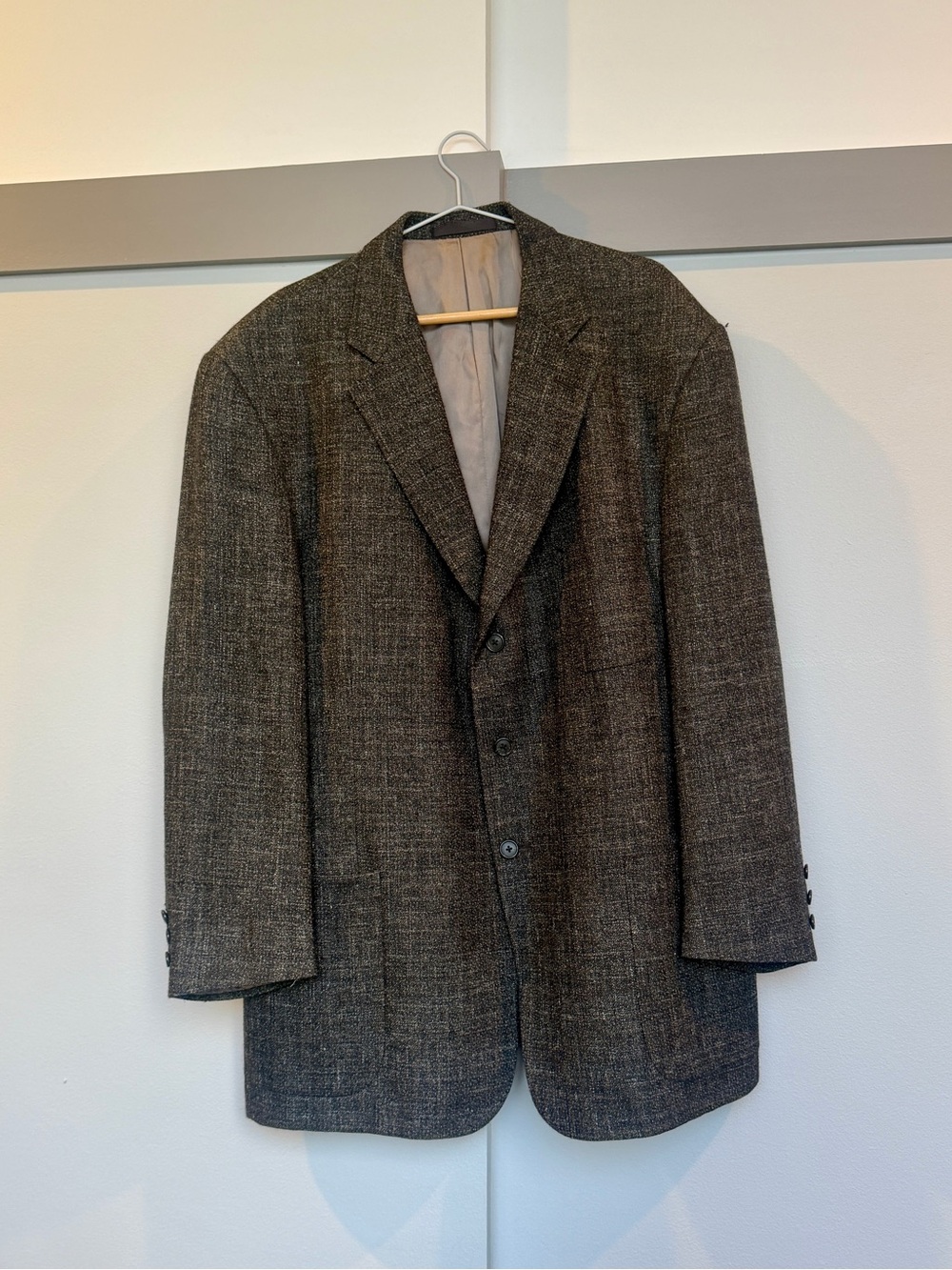 Vintage Monsieur by Givenchy Brown Textured Wool Blend Blazer